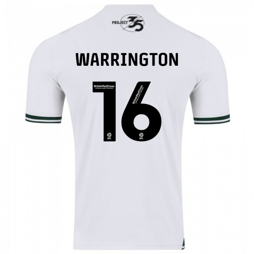 Mujer Camiseta Lewis Warrington #16 Blanco 2ª Equipación 2023/24 La Camisa
