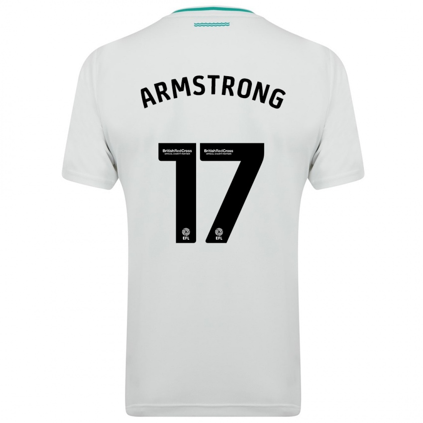 Mujer Camiseta Stuart Armstrong #17 Blanco 2ª Equipación 2023/24 La Camisa