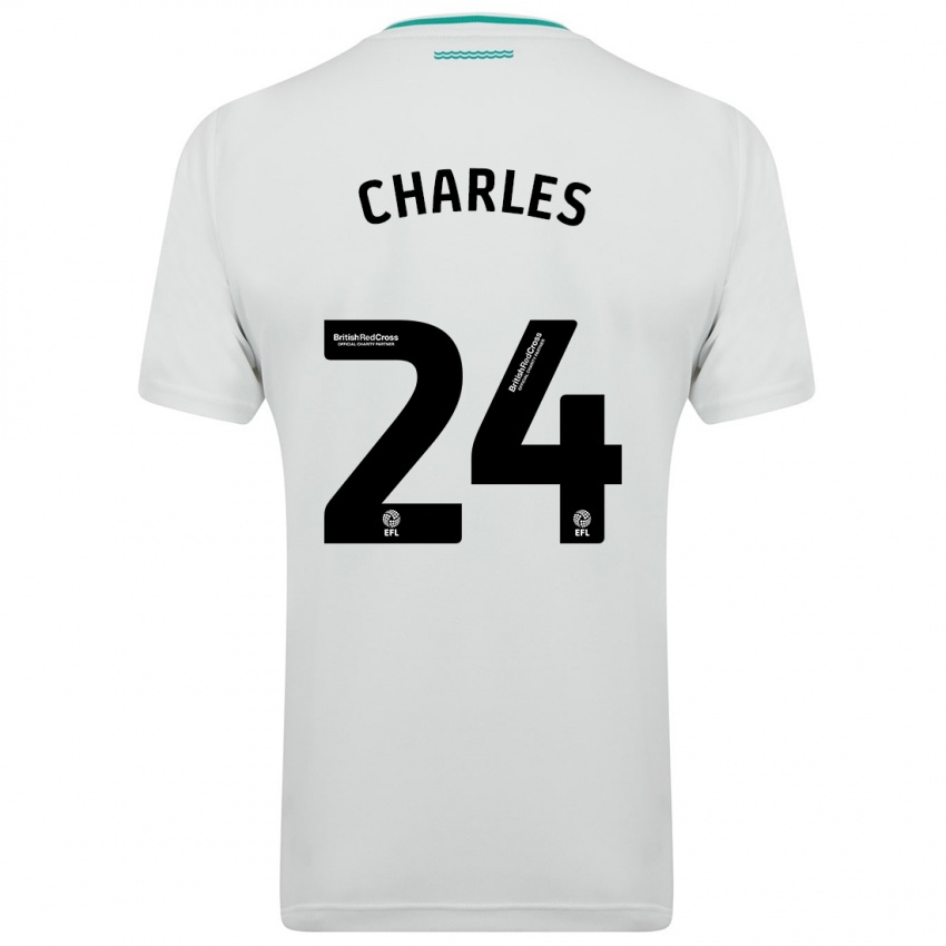 Mujer Camiseta Shea Charles #24 Blanco 2ª Equipación 2023/24 La Camisa
