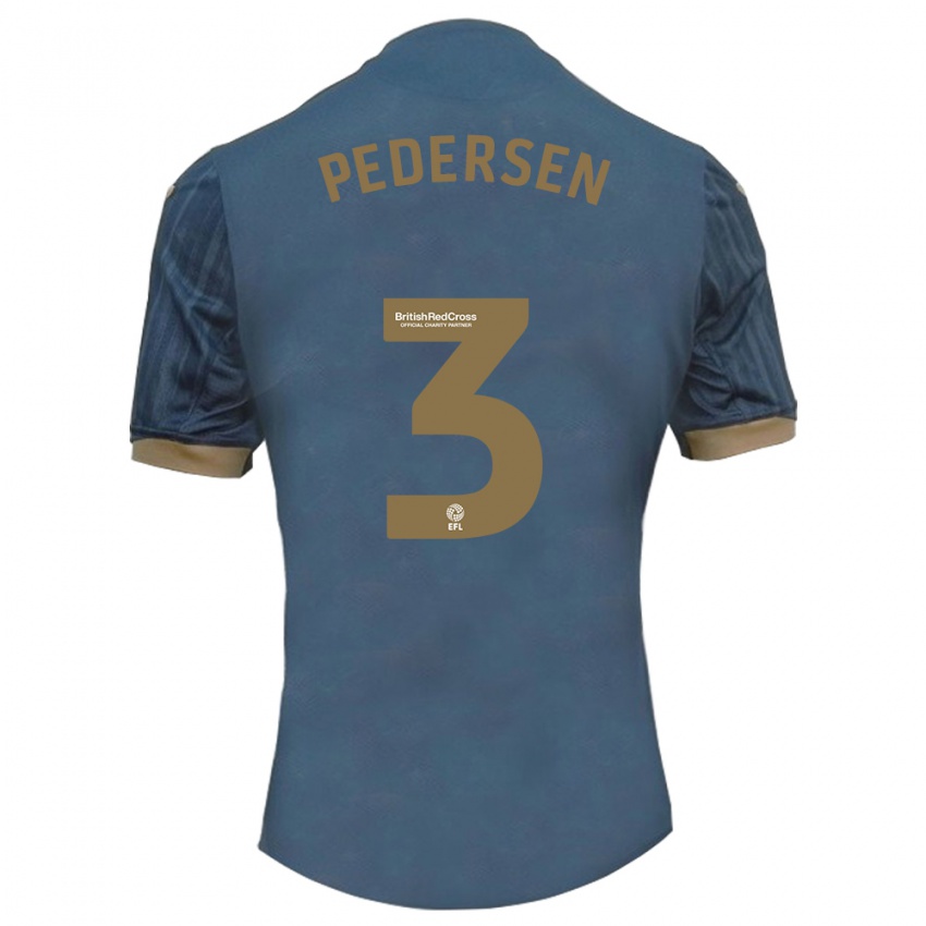 Mujer Camiseta Kristian Pedersen #3 Verde Azulado Oscuro 2ª Equipación 2023/24 La Camisa
