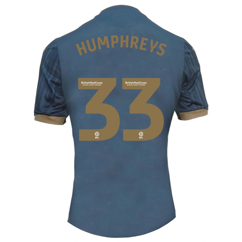 Mujer Camiseta Bashir Humphreys #33 Verde Azulado Oscuro 2ª Equipación 2023/24 La Camisa