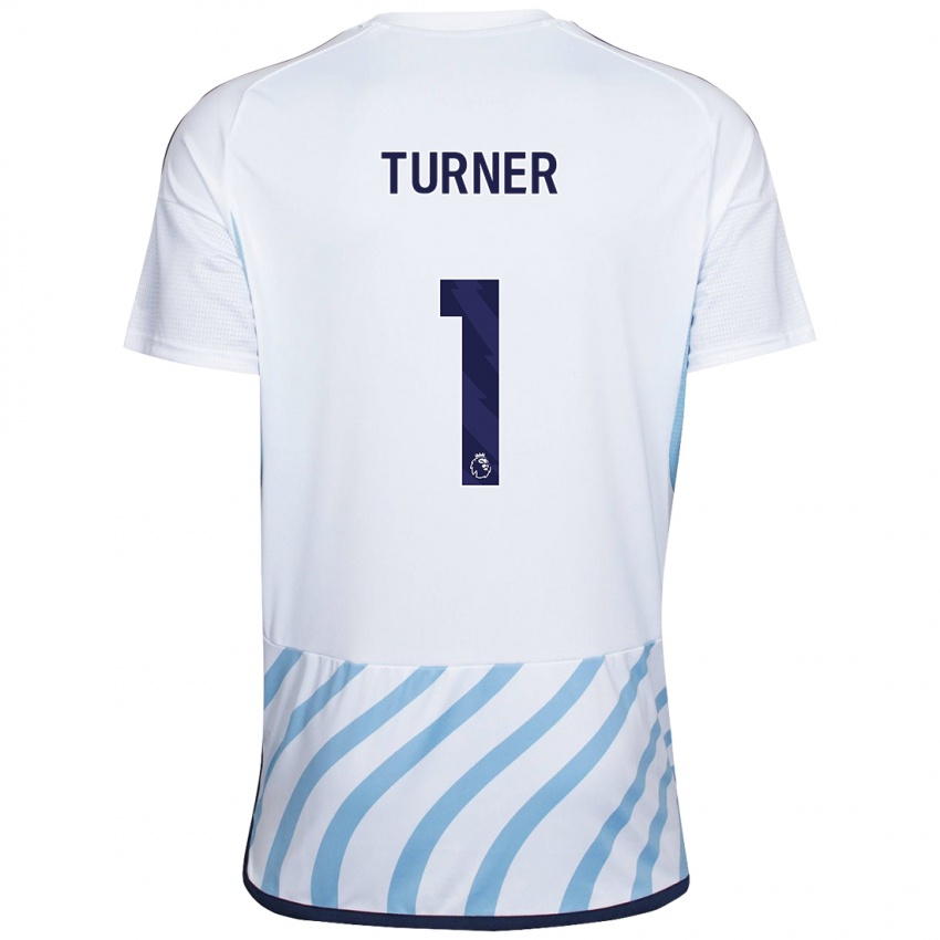 Mujer Camiseta Matt Turner #1 Blanco Azul 2ª Equipación 2023/24 La Camisa
