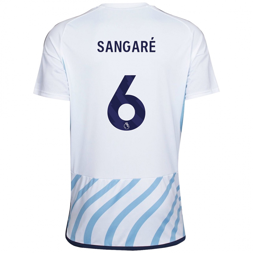 Mujer Camiseta Ibrahim Sangare #6 Blanco Azul 2ª Equipación 2023/24 La Camisa