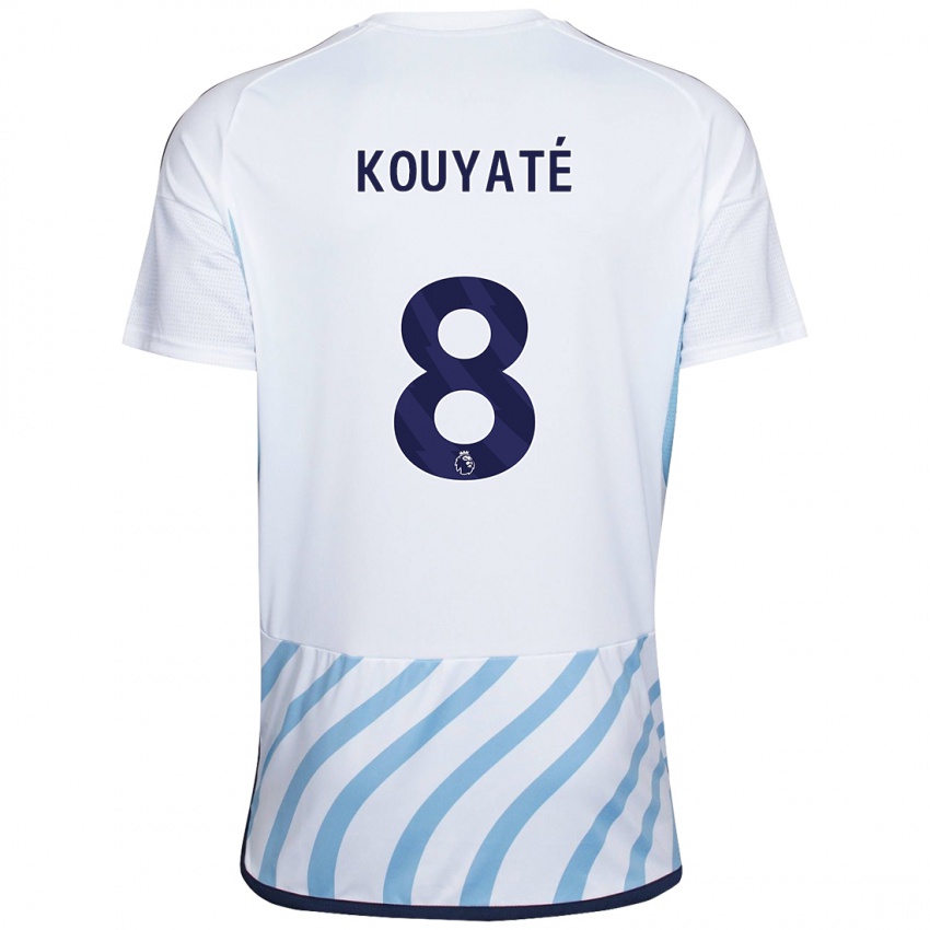 Mujer Camiseta Cheikhou Kouyate #8 Blanco Azul 2ª Equipación 2023/24 La Camisa