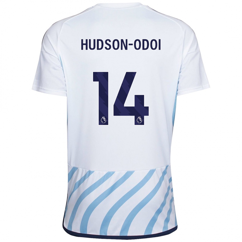 Mujer Camiseta Callum Hudson-Odoi #14 Blanco Azul 2ª Equipación 2023/24 La Camisa