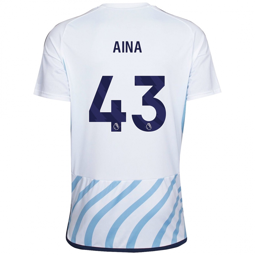 Mujer Camiseta Ola Aina #43 Blanco Azul 2ª Equipación 2023/24 La Camisa