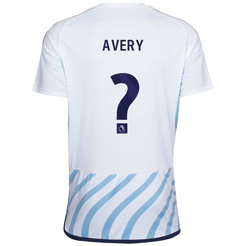 Mujer Camiseta Theo Avery #0 Blanco Azul 2ª Equipación 2023/24 La Camisa
