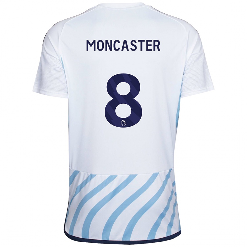 Mujer Camiseta Mai Moncaster #8 Blanco Azul 2ª Equipación 2023/24 La Camisa