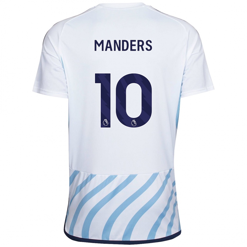 Mujer Camiseta Holly Manders #10 Blanco Azul 2ª Equipación 2023/24 La Camisa