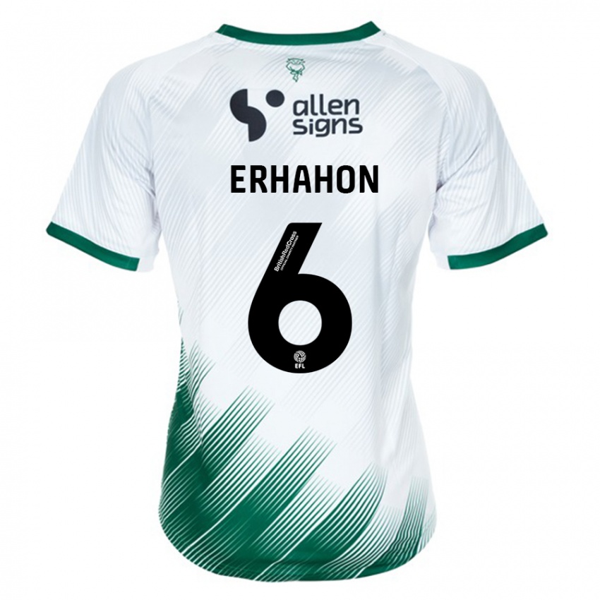 Mujer Camiseta Ethan Erhahon #6 Blanco 2ª Equipación 2023/24 La Camisa