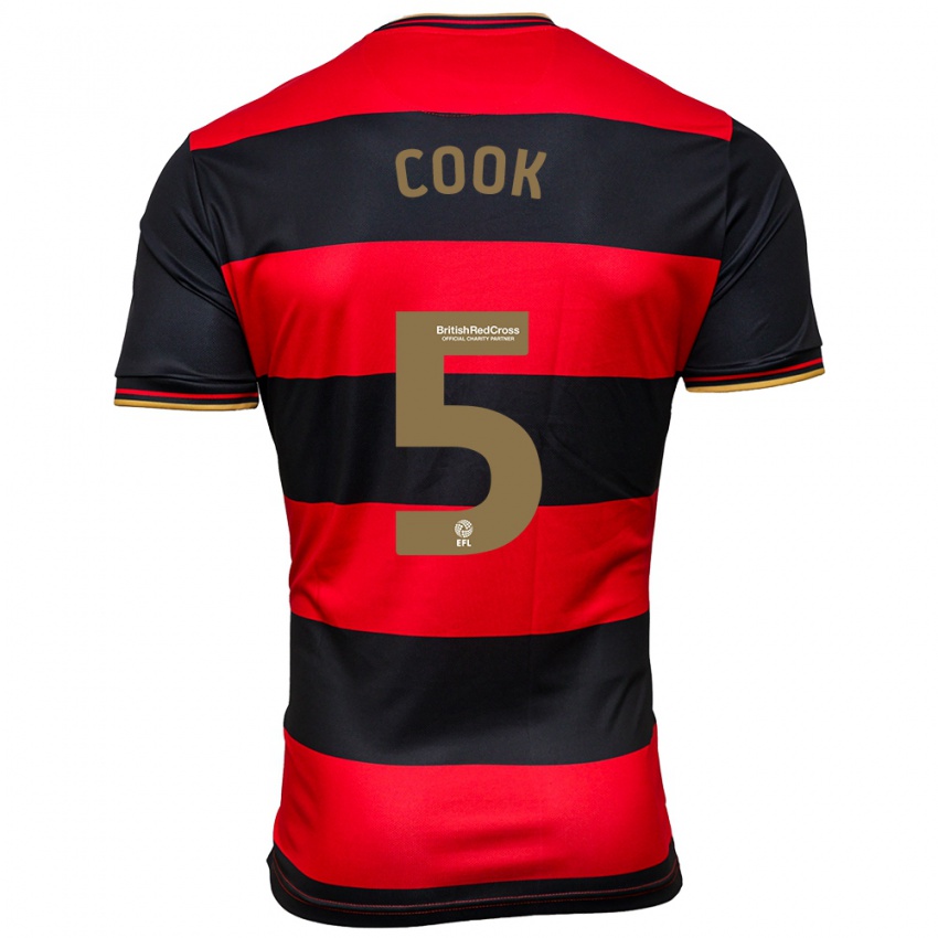Mujer Camiseta Steve Cook #5 Negro Rojo 2ª Equipación 2023/24 La Camisa