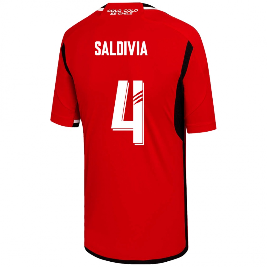 Mujer Camiseta Alan Saldivia #4 Rojo 2ª Equipación 2023/24 La Camisa