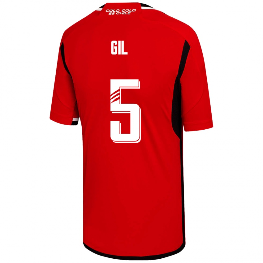 Mujer Camiseta Leonardo Gil #5 Rojo 2ª Equipación 2023/24 La Camisa