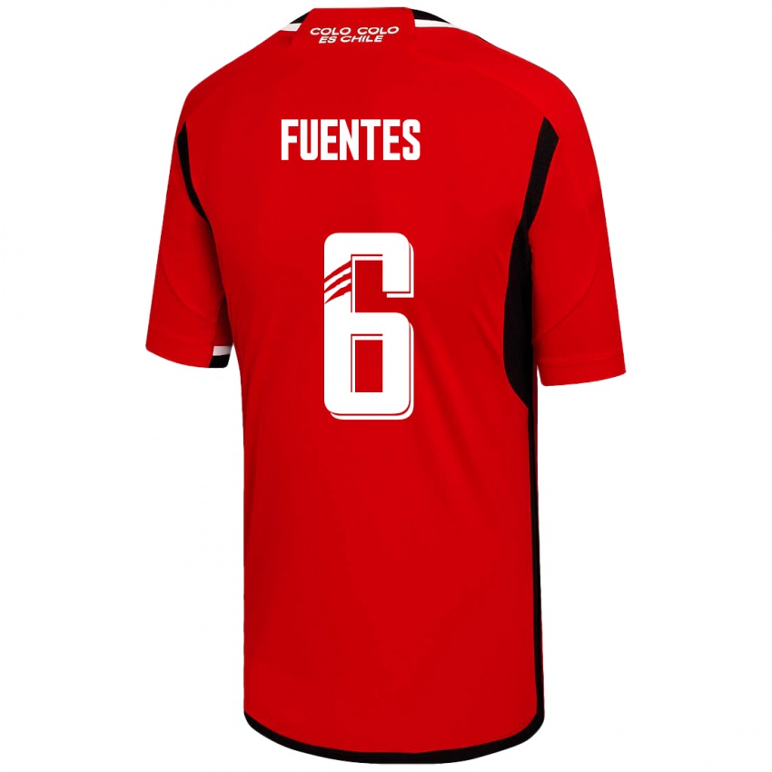 Mujer Camiseta César Fuentes #6 Rojo 2ª Equipación 2023/24 La Camisa