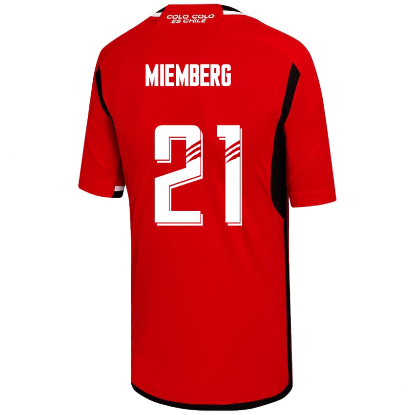 Mujer Camiseta Erick Wiemberg #21 Rojo 2ª Equipación 2023/24 La Camisa