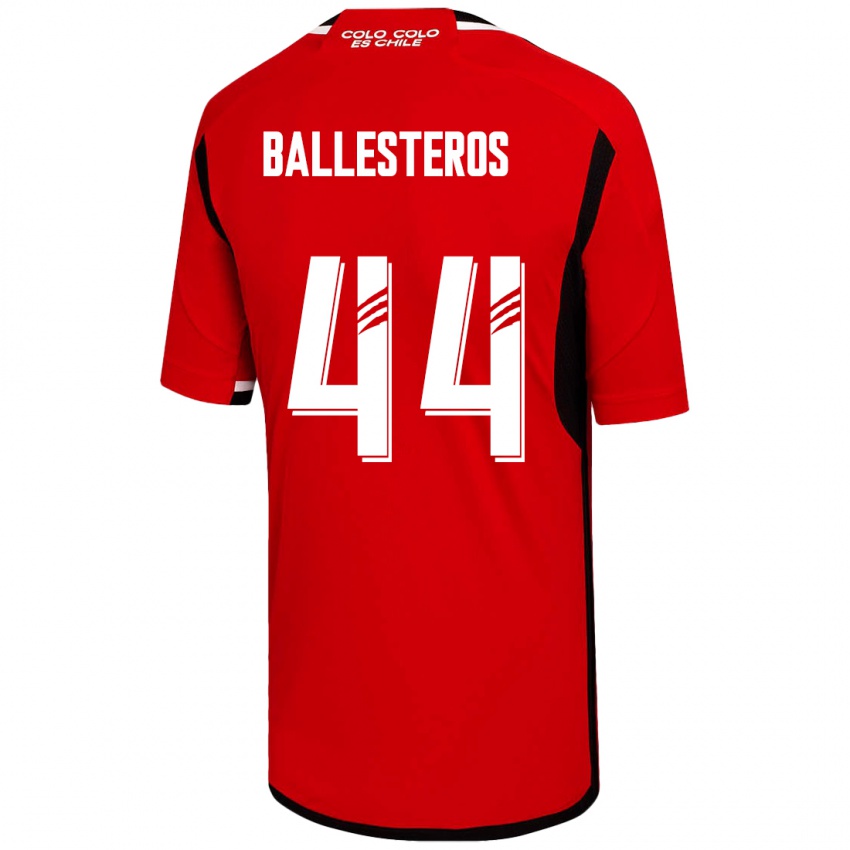Mujer Camiseta Martín Ballesteros #44 Rojo 2ª Equipación 2023/24 La Camisa