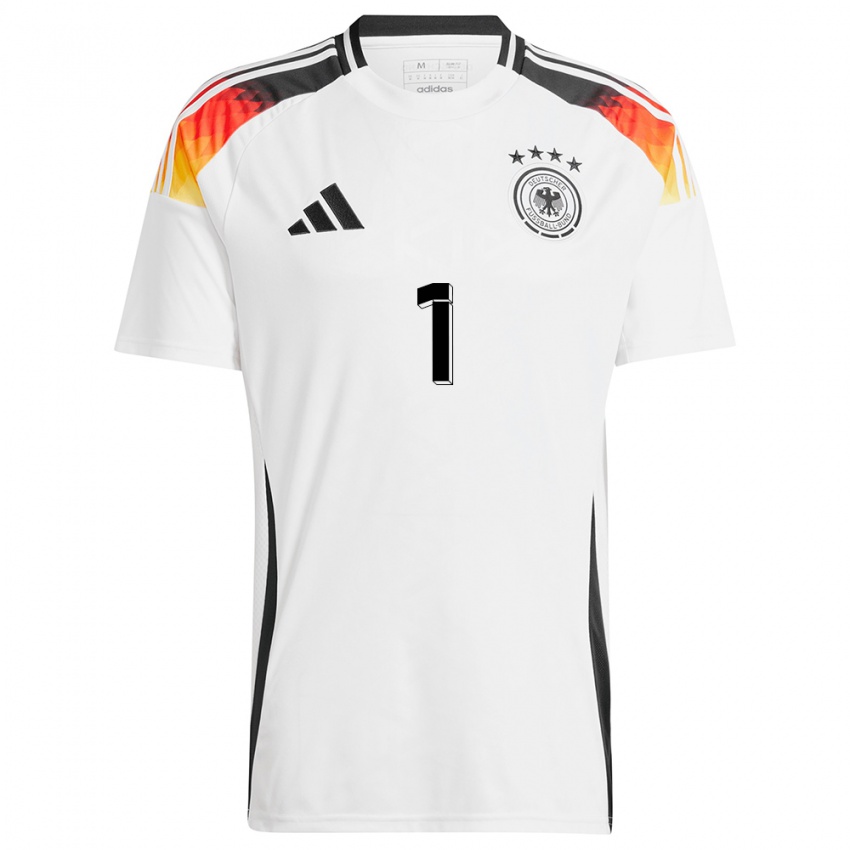 Niño Camiseta Alemania Frank Feller #1 Blanco 1ª Equipación 24-26 La Camisa