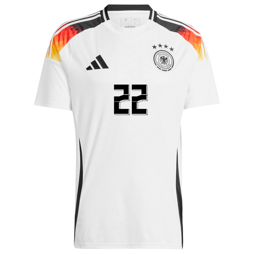 Niño Camiseta Alemania Sarai Linder #22 Blanco 1ª Equipación 24-26 La Camisa