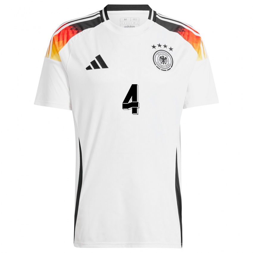 Niño Camiseta Alemania Leandro Morgalla #4 Blanco 1ª Equipación 24-26 La Camisa