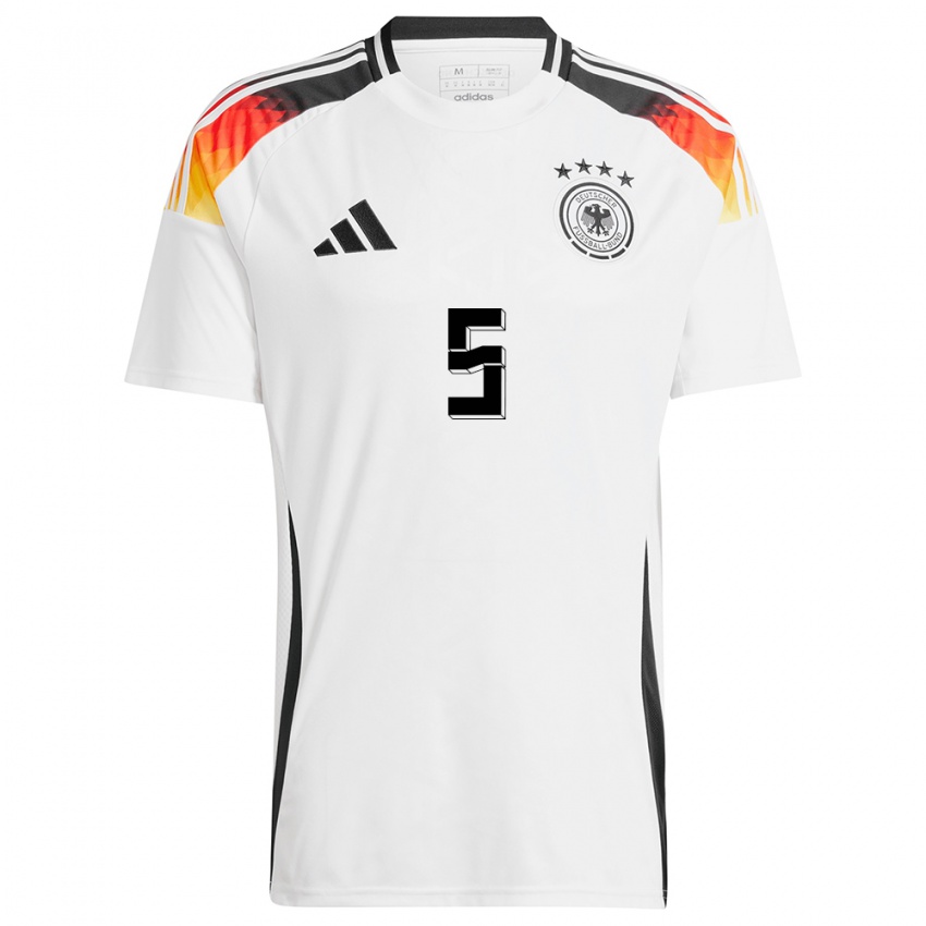 Niño Camiseta Alemania Jana Feldkamp #5 Blanco 1ª Equipación 24-26 La Camisa