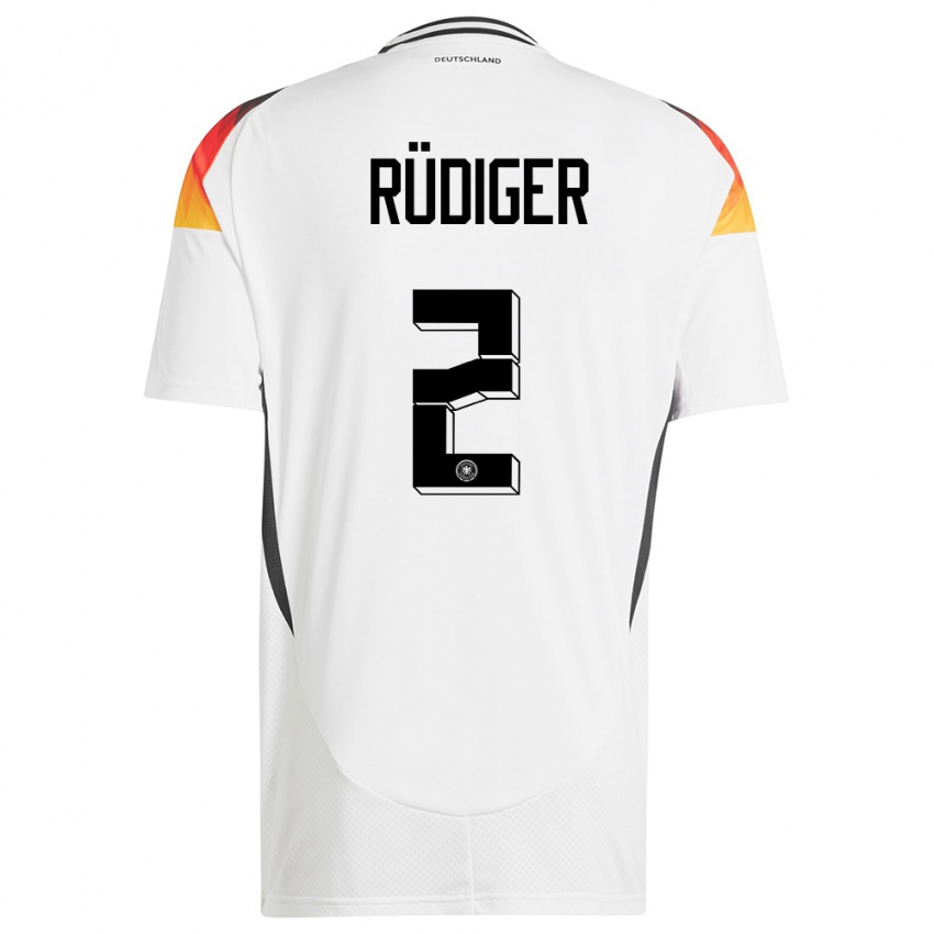 Niño Camiseta Alemania Antonio Rudiger #2 Blanco 1ª Equipación 24-26 La Camisa