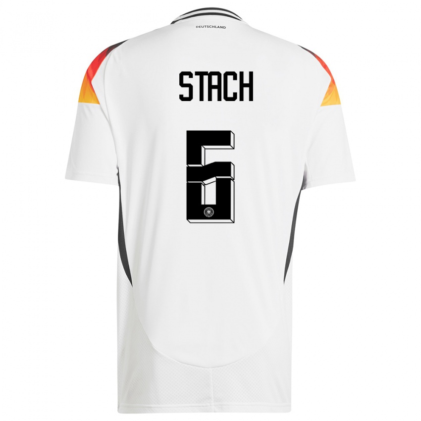 Niño Camiseta Alemania Anton Stach #6 Blanco 1ª Equipación 24-26 La Camisa