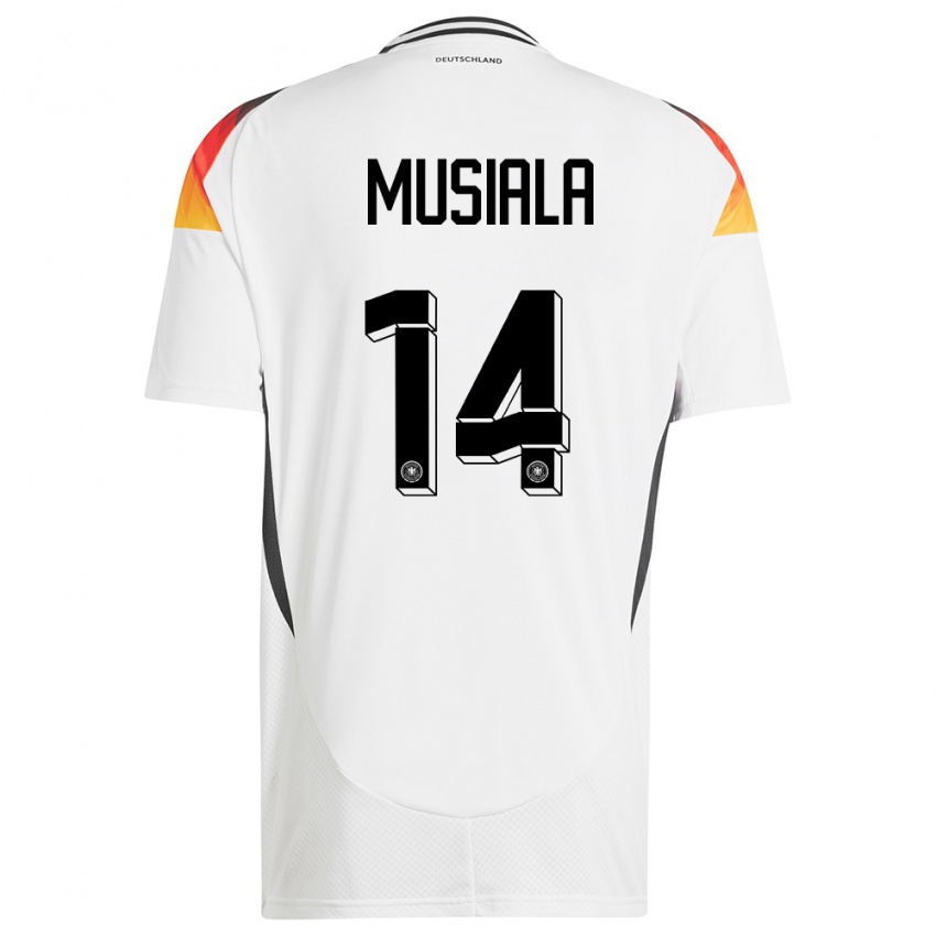Niño Camiseta Alemania Jamal Musiala #14 Blanco 1ª Equipación 24-26 La Camisa