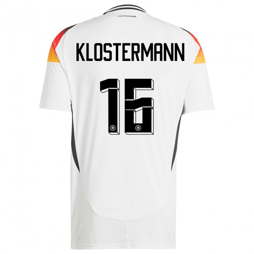 Niño Camiseta Alemania Lukas Klostermann #16 Blanco 1ª Equipación 24-26 La Camisa