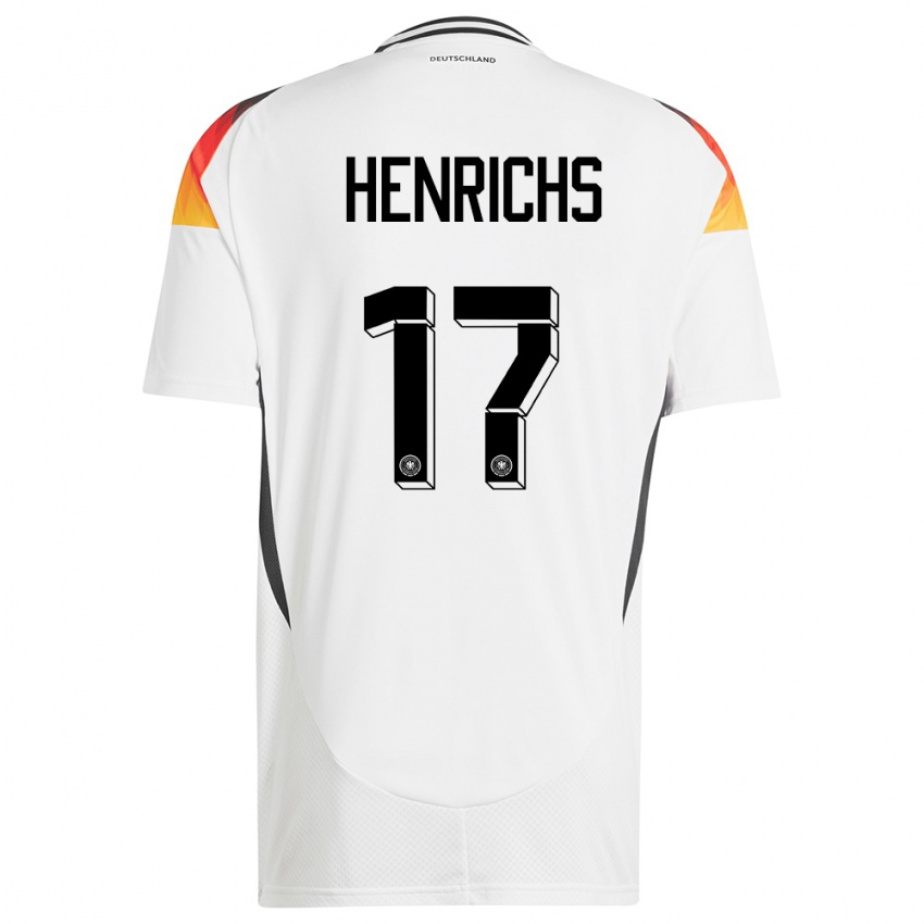 Niño Camiseta Alemania Benjamin Henrichs #17 Blanco 1ª Equipación 24-26 La Camisa