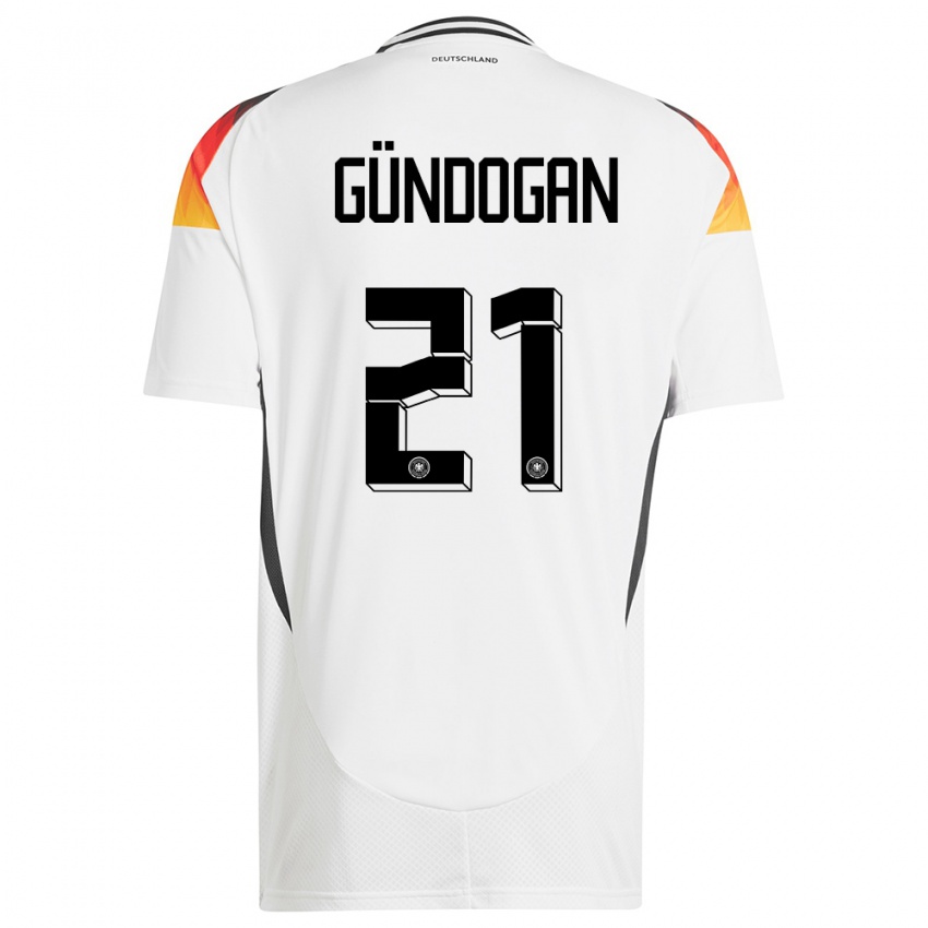 Niño Camiseta Alemania Ilkay Gundogan #21 Blanco 1ª Equipación 24-26 La Camisa