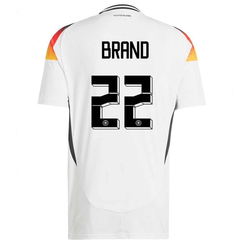 Niño Camiseta Alemania Jule Brand #22 Blanco 1ª Equipación 24-26 La Camisa