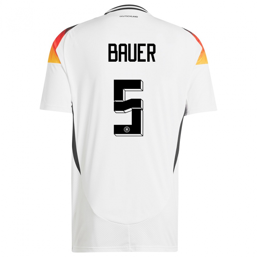 Niño Camiseta Alemania Maximilian Bauer #5 Blanco 1ª Equipación 24-26 La Camisa