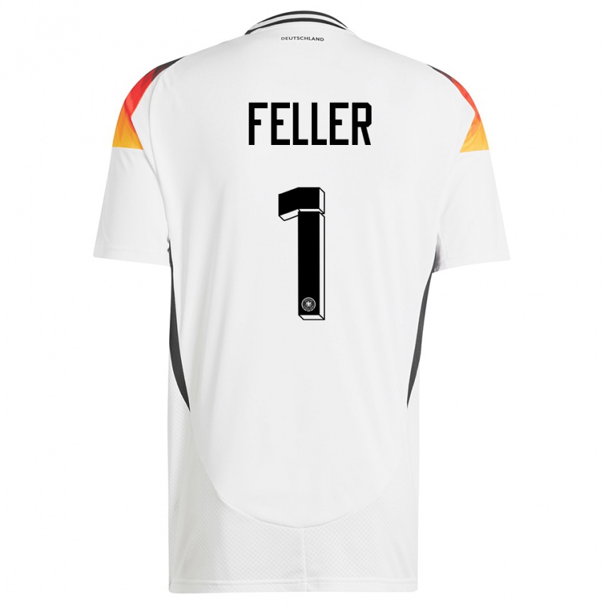 Niño Camiseta Alemania Frank Feller #1 Blanco 1ª Equipación 24-26 La Camisa
