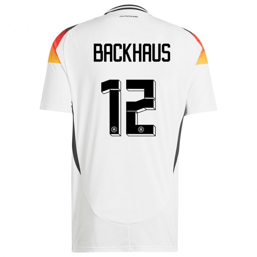 Niño Camiseta Alemania Mio Backhaus #12 Blanco 1ª Equipación 24-26 La Camisa