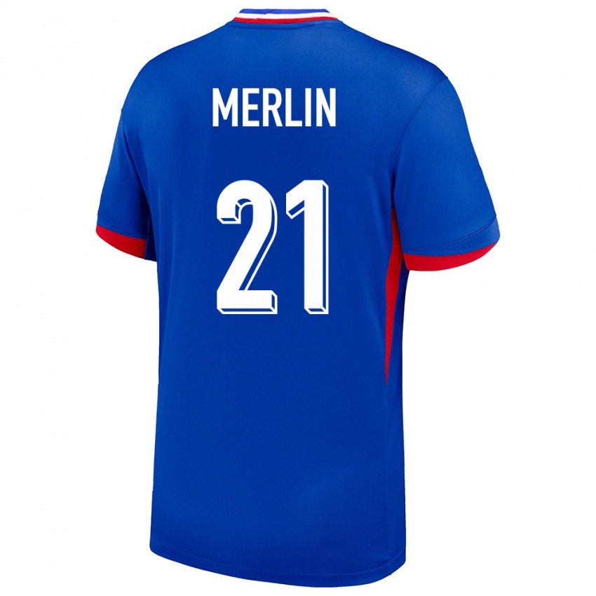 Niño Camiseta Francia Quentin Merlin #21 Azul 1ª Equipación 24-26 La Camisa