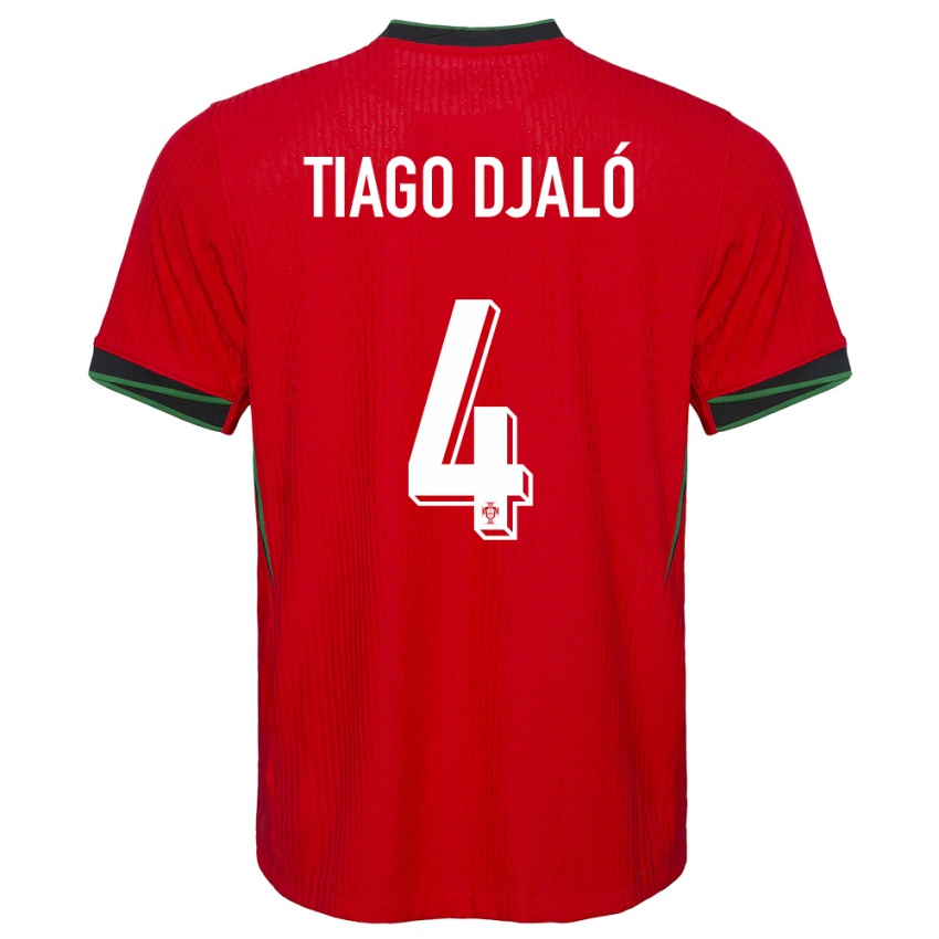Niño Camiseta Portugal Tiago Djalo #4 Rojo 1ª Equipación 24-26 La Camisa