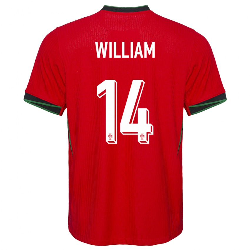 Niño Camiseta Portugal William Carvalho #14 Rojo 1ª Equipación 24-26 La Camisa