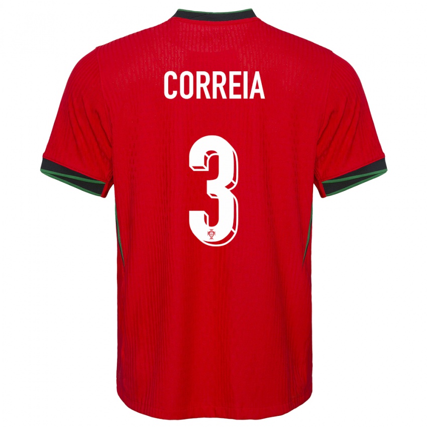 Niño Camiseta Portugal Alicia Correia #3 Rojo 1ª Equipación 24-26 La Camisa