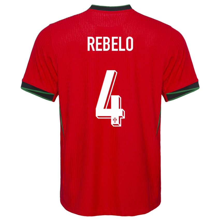 Niño Camiseta Portugal Silvia Rebelo #4 Rojo 1ª Equipación 24-26 La Camisa