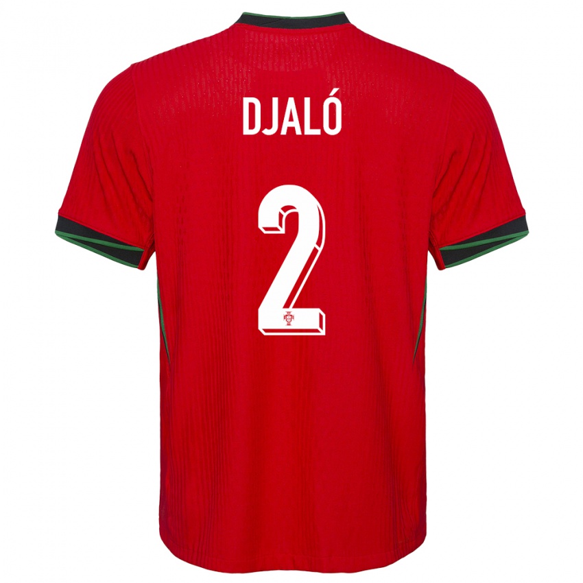 Niño Camiseta Portugal Tiago Djalo #2 Rojo 1ª Equipación 24-26 La Camisa