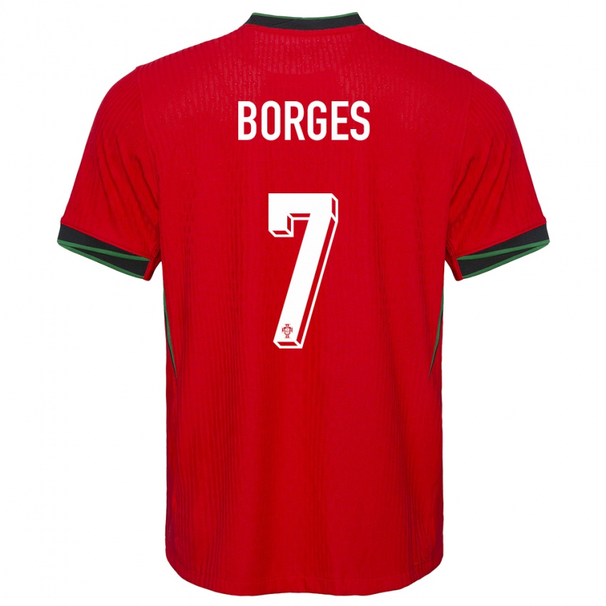 Niño Camiseta Portugal Carlos Borges #7 Rojo 1ª Equipación 24-26 La Camisa
