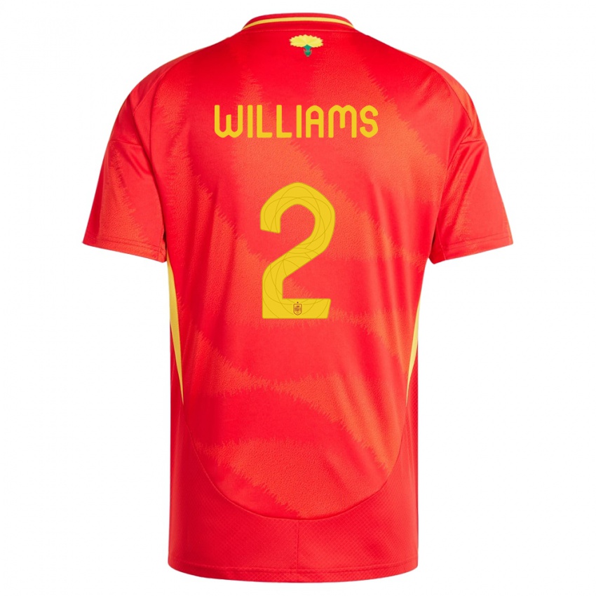 Niño Camiseta España Nico Williams #2 Rojo 1ª Equipación 24-26 La Camisa
