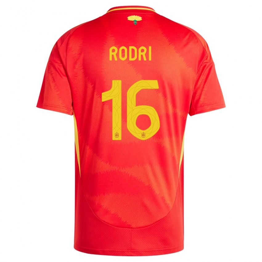 Niño Camiseta España Rodri #16 Rojo 1ª Equipación 24-26 La Camisa
