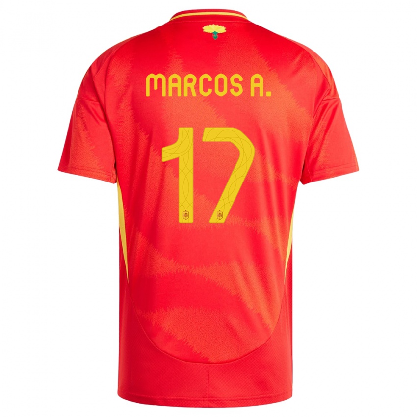 Niño Camiseta España Marcos Alonso #17 Rojo 1ª Equipación 24-26 La Camisa