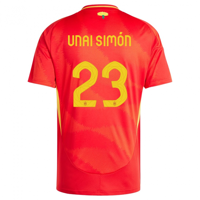 Niño Camiseta España Unai Simon #23 Rojo 1ª Equipación 24-26 La Camisa