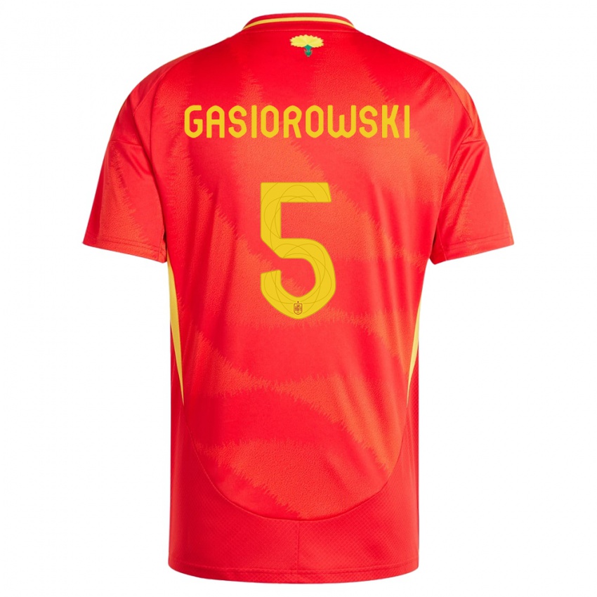 Niño Camiseta España Yarek Gasiorowski #5 Rojo 1ª Equipación 24-26 La Camisa