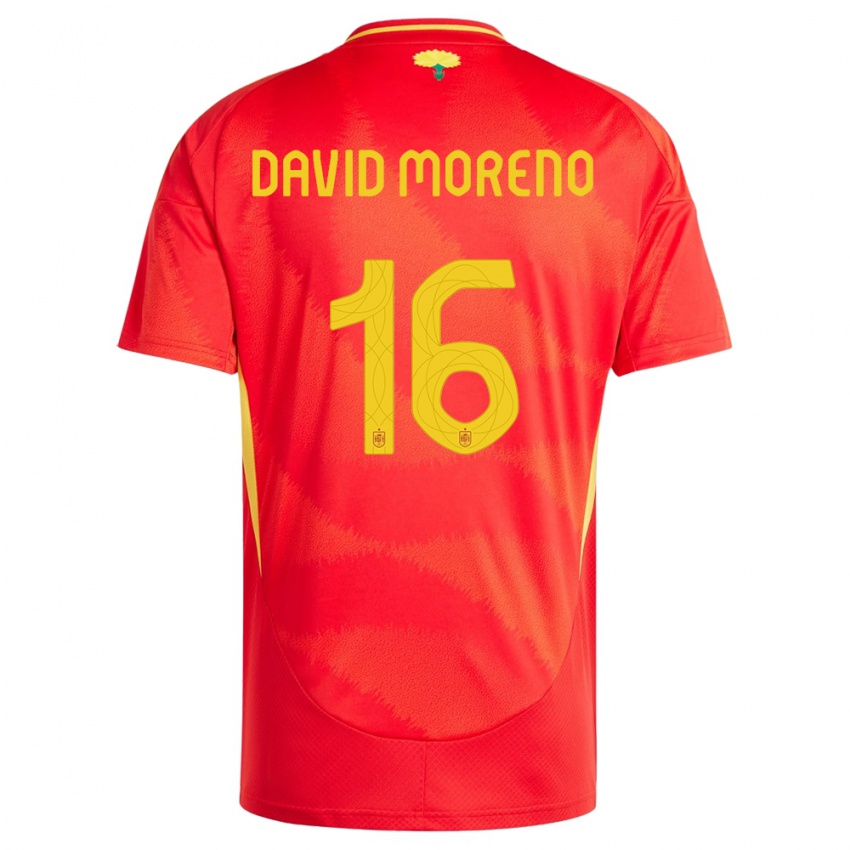 Niño Camiseta España Antonio David Moreno #16 Rojo 1ª Equipación 24-26 La Camisa