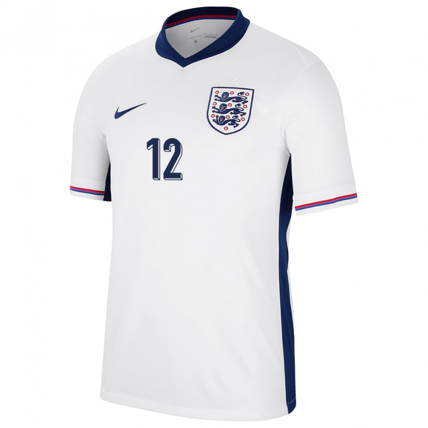 Niño Camiseta Inglaterra Djed Spence #12 Blanco 1ª Equipación 24-26 La Camisa