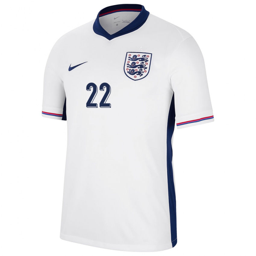 Niño Camiseta Inglaterra Lauren James #22 Blanco 1ª Equipación 24-26 La Camisa