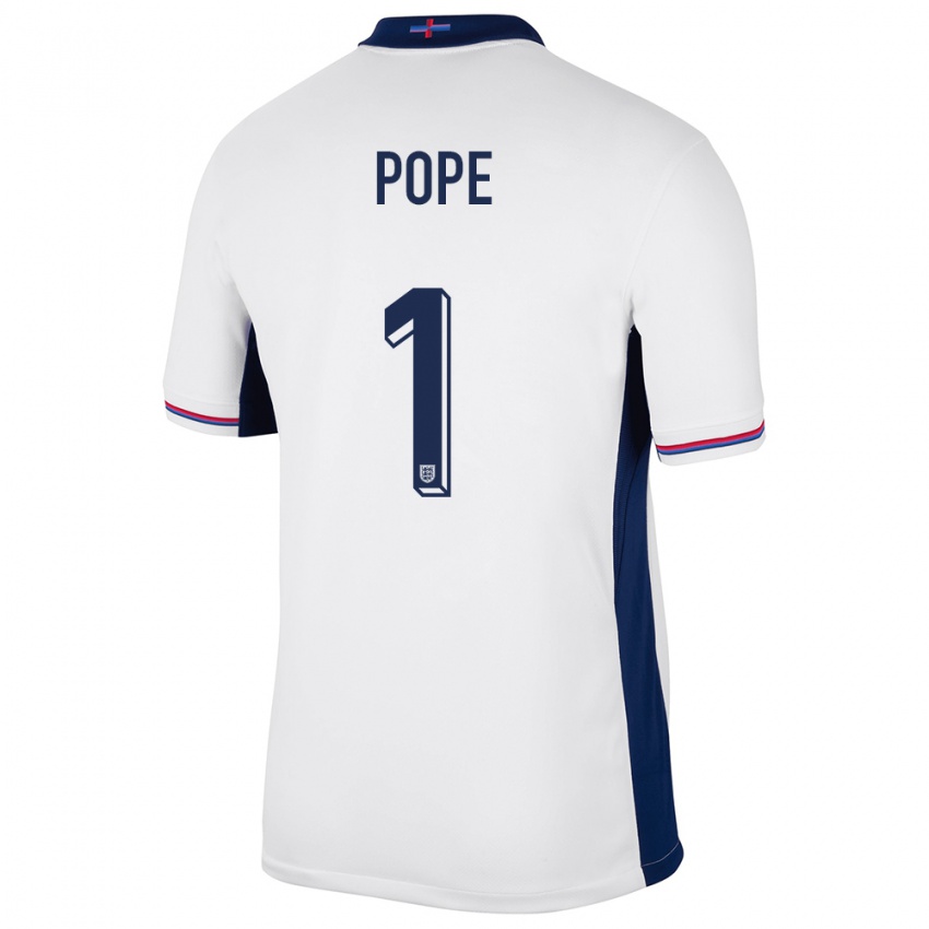 Niño Camiseta Inglaterra Nick Pope #1 Blanco 1ª Equipación 24-26 La Camisa
